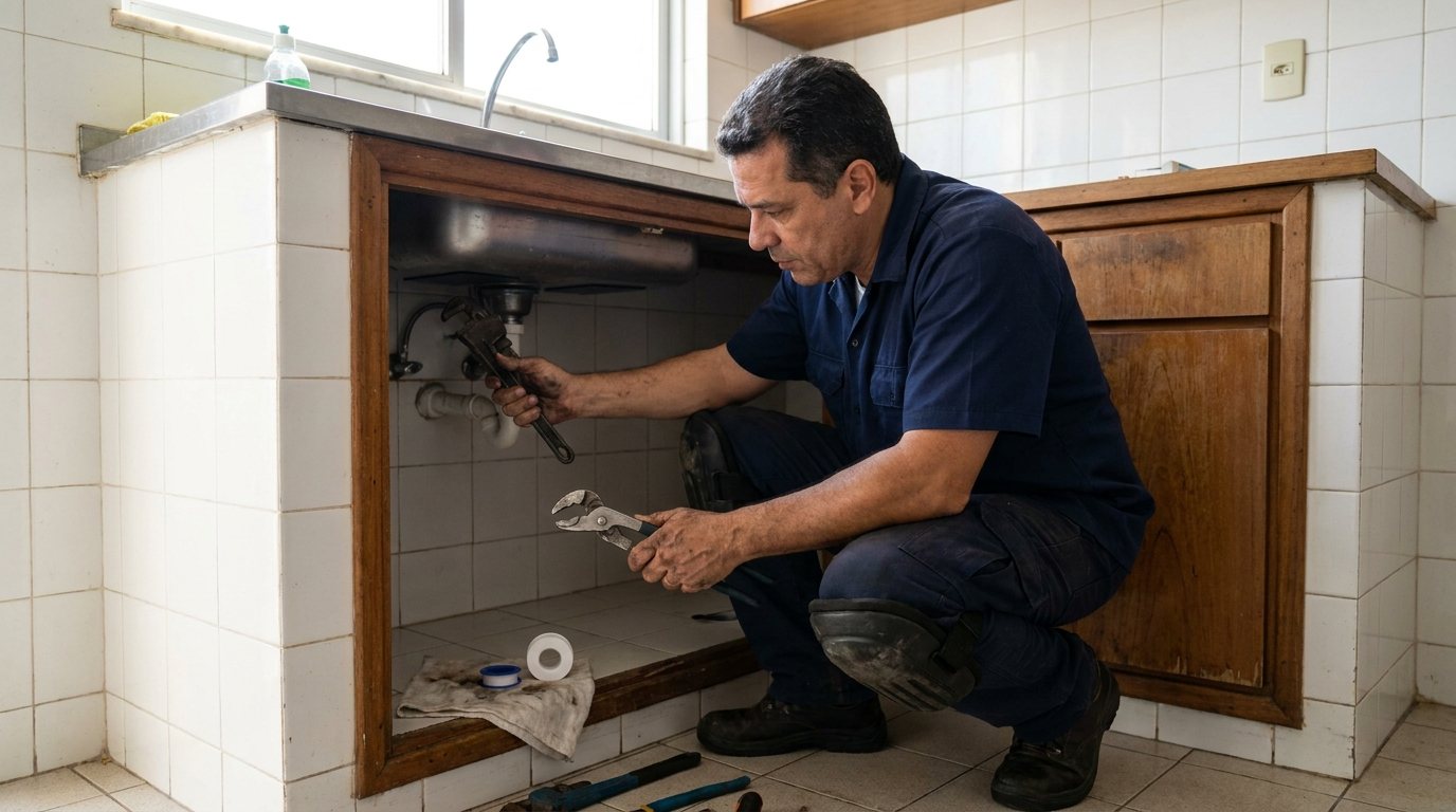 Encanador em Atendimento no Banheiro em Guarapari‑ES